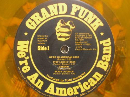 GRAND FUNK - WE`RE AN AMERICAN BAND (COLOR DISC) VINYL, LP, RECORD.